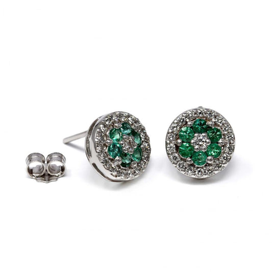 Orecchini con Smeraldo CT 0.42 e Diamanti CT 0.35