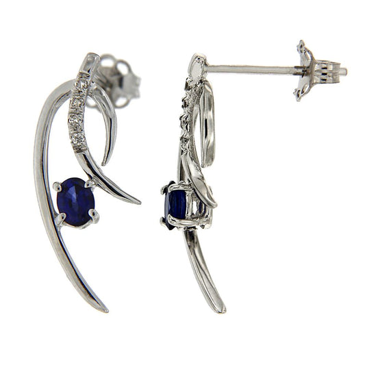 Orecchini con Zaffiro CT 0.40 e Diamanti CT 0.04