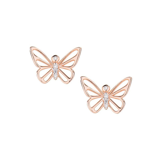 Orecchini Farfalla Rosè con Zirconi Ref.EBUBRBZ