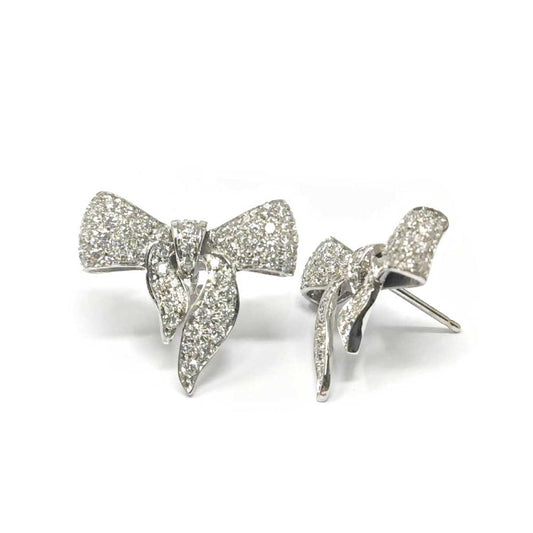 Orecchini Fiocco in Oro Bianco e Diamanti CT 1.60