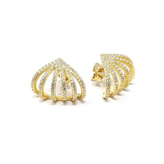 Orecchini forma stilizzata in argento dorato