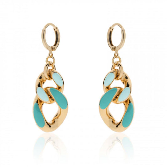 Orecchini in bronzo dorato con smalto azzurro UNOAERRE