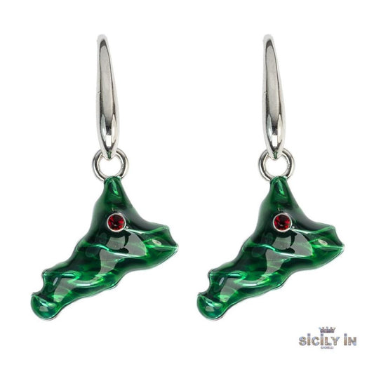 ORECCHINI IN METALLO ANALLERGICO CON 1 CHARM SICILIA - OR122B