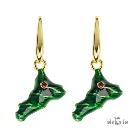 ORECCHINI IN METALLO ANALLERGICO CON 1 CHARM SICILIA - OR122G