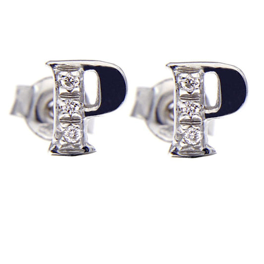 Orecchini Lettera P con 6 Diamanti CT 0.04