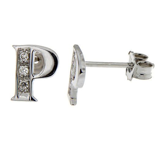 Orecchini Lettera P con Diamanti CT 0.06