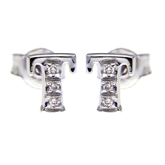 Orecchini Lettera T con 6 Diamanti CT 0.04