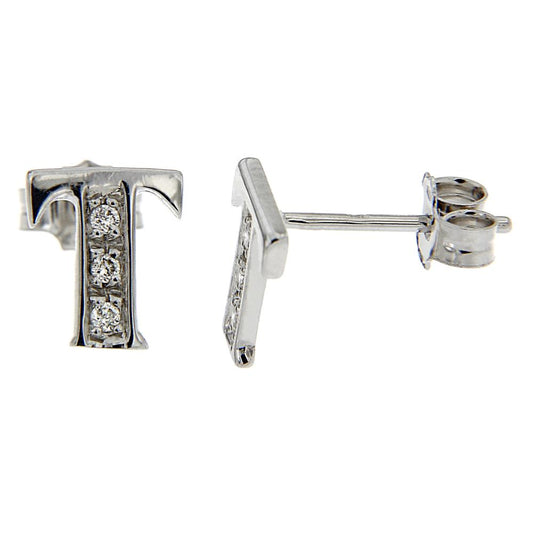 Orecchini Lettera T con 6 Diamanti CT 0.06