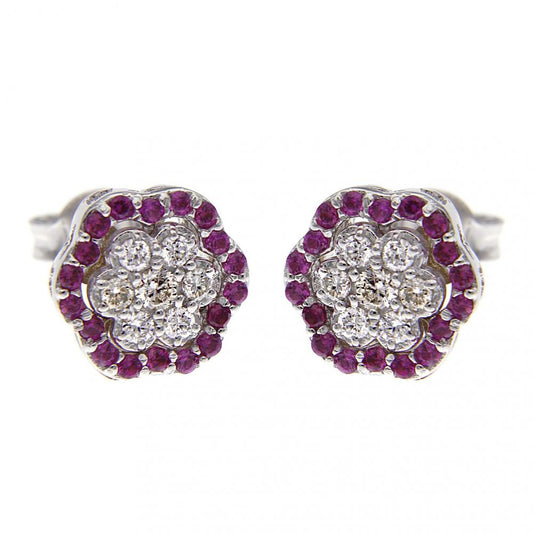 Orecchini Margherita 36 Rubini CT 0.24 e 14 Diamanti CT 0.30