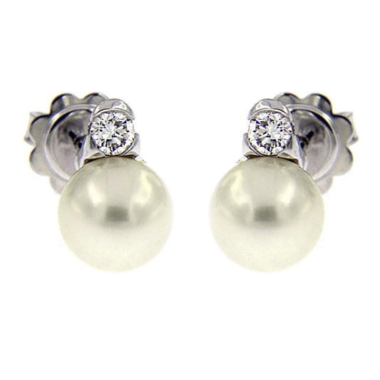 Orecchini Mikimoto con Perle 7/7,5mm e Diamanti CT 0.16 - OR2WBT2