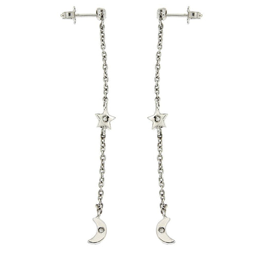 Orecchini Pendenti Stilizzati con 8 Diamanti CT 0.08