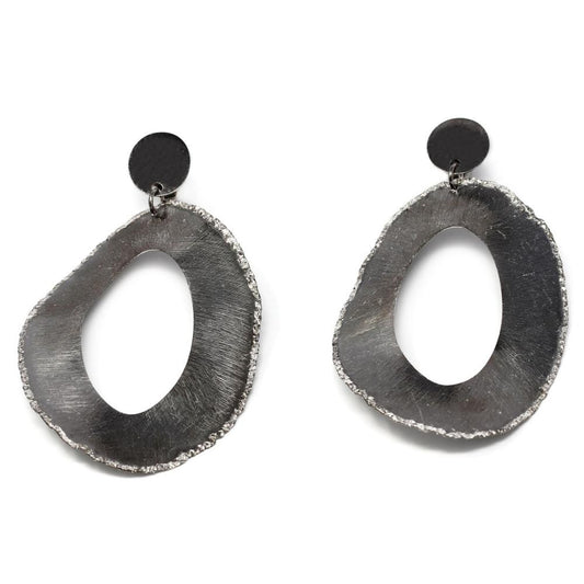 Orecchini Stile Etrusco Piatti in Argento 925 Brunito