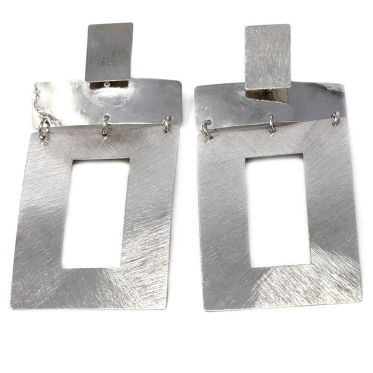 Orecchini Stile Etrusco Rettangolari in Argento 925 Brunito