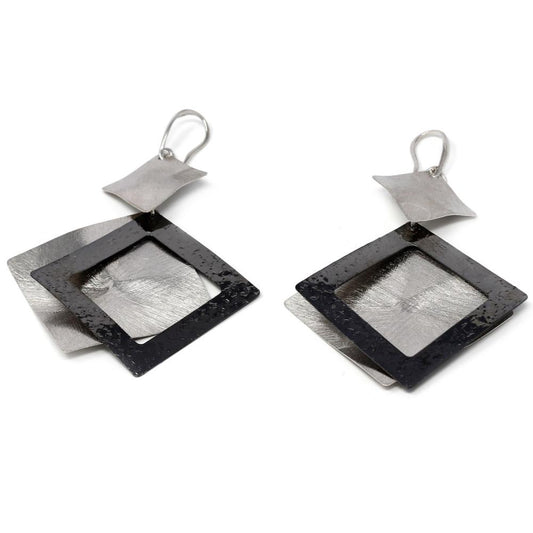 Orecchini Stile Etrusco Rombo in Argento 925 Brunito