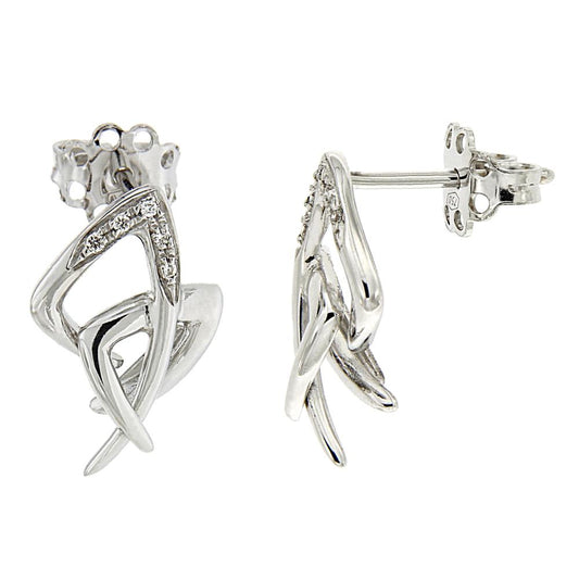 Orecchini Stilizzati con 10 Diamanti CT 0.06