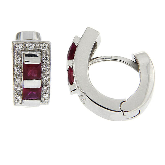 Orecchini Stilizzati con Rubini CT 1.00 e Diamanti CT 0.20