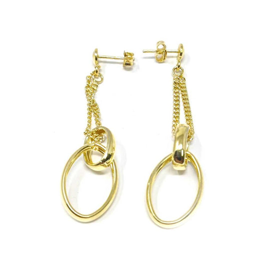 Orecchini stilizzati pendenti in argento dorato