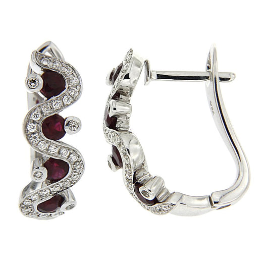 Orecchini Stlizzati con 8 Rubini CT 1.14 e 60 Diamanti CT 0.30