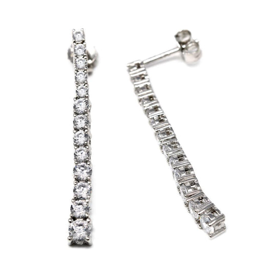 Orecchini Tennis in Argento a Decrescere con Zirconi Bianchi