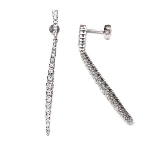 Orecchini Tennis in Argento con Zirconi Bianchi