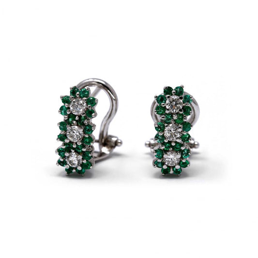 Orecchini trilogy con Smeraldi CT 0.40 e Diamanti CT 0.42