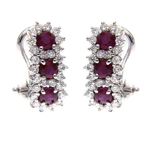 Orecchini Trilogy Margherita con Diamanti CT 0.60 e Rubini CT 1.80