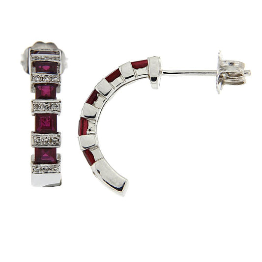 Orecchini Veretta con 10 Rubini CT 1.56 e Diamanti CT 0.15