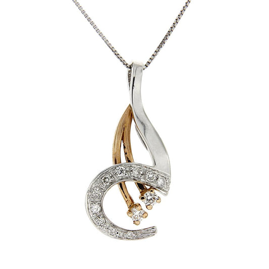 Pendente Bicolore Stilizzato con 12 Diamanti CT 0.18