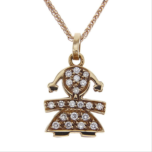 Pendente Bimba in Oro Rosa con 20 Diamanti CT 0.20