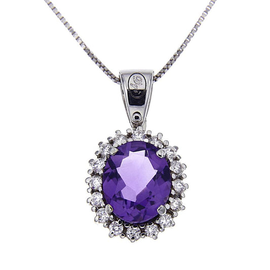 Pendente con Ametista CT 2.18 e Diamanti CT 0.32