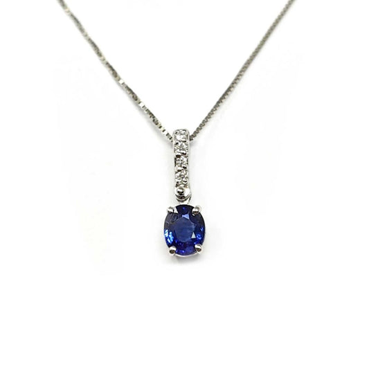 Pendente con Diamanti CT 0.02 e Zaffiro Ceylon CT 0.25