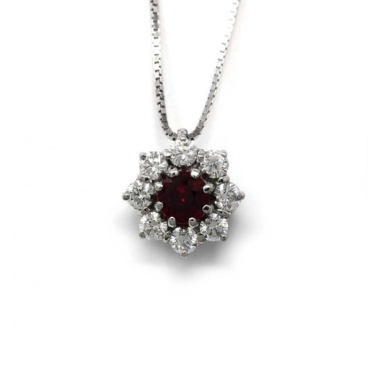 Pendente con Rubino CT 0.30 con Diamanti CT 0.36