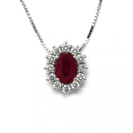 Pendente con Rubino CT 0.83 e Diamanti CT 0.40