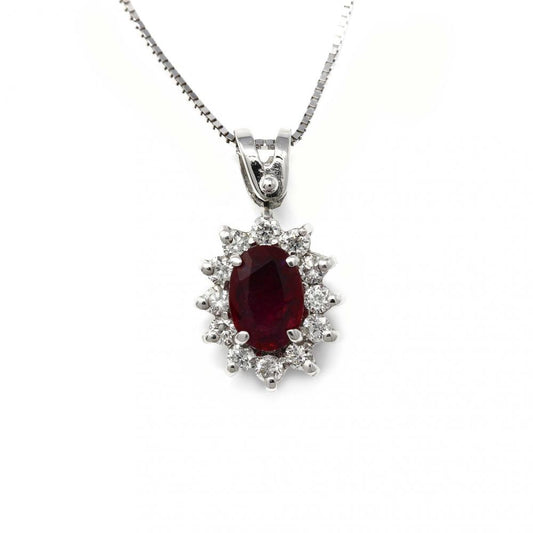 Pendente con Rubino CT 0.58 e Diamanti CT 0.25