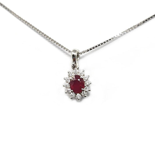 Pendente con Rubino CT 0.35 e Diamanti CT 0.12