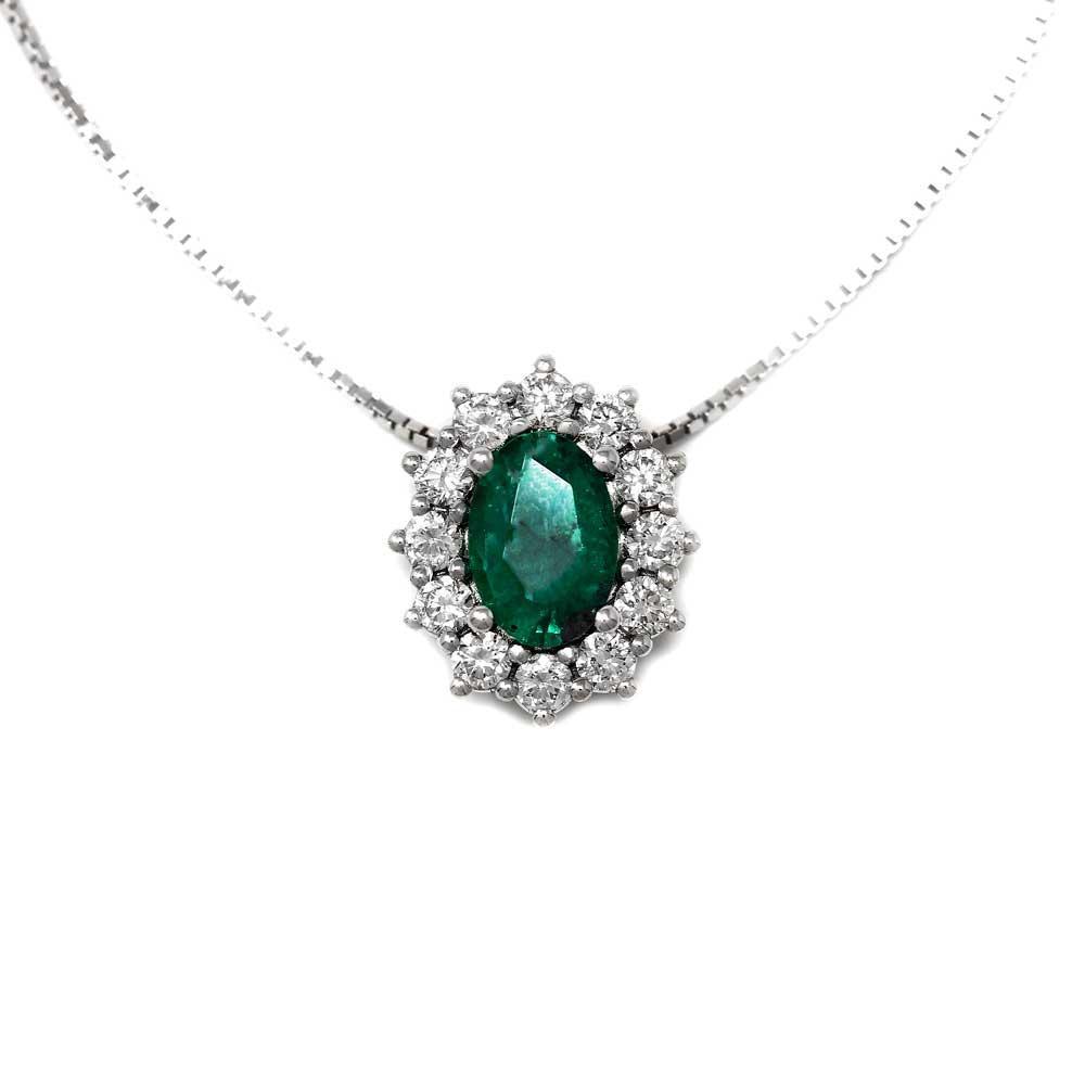 Pendente con Smeraldo CT 0.61 e Diamanti CT 0.34