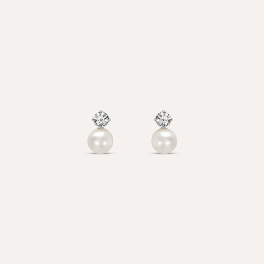Orecchini Lobo Bon Ton Oro Bianco Perla D'Acqua Dolce Cubic Zirconia Ref. 1426717