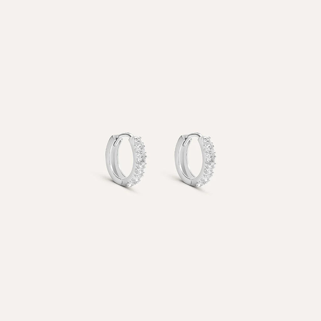 Orecchini A Cerchio Toujours Oro Bianco Cubic Zirconia Ref. 1411828