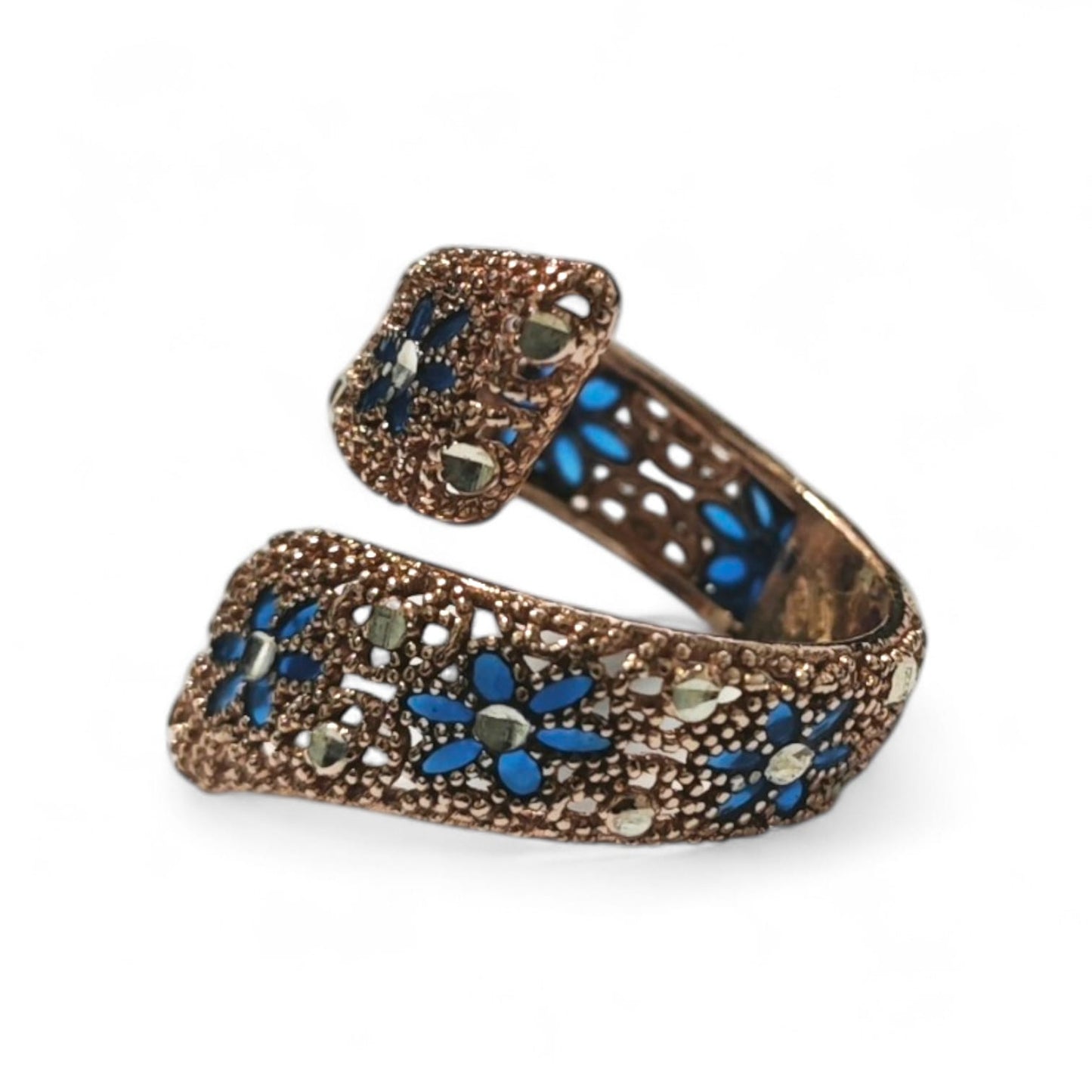 Anello in Argento Regolabile con Fiori