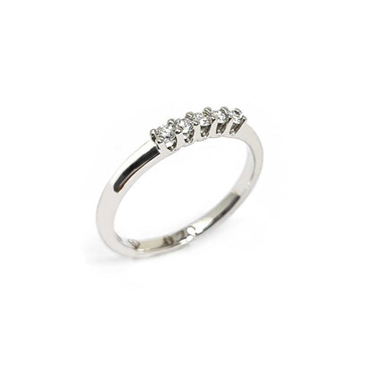 Anello Veretta 5 Pietre con Diamanti  CT 0.20