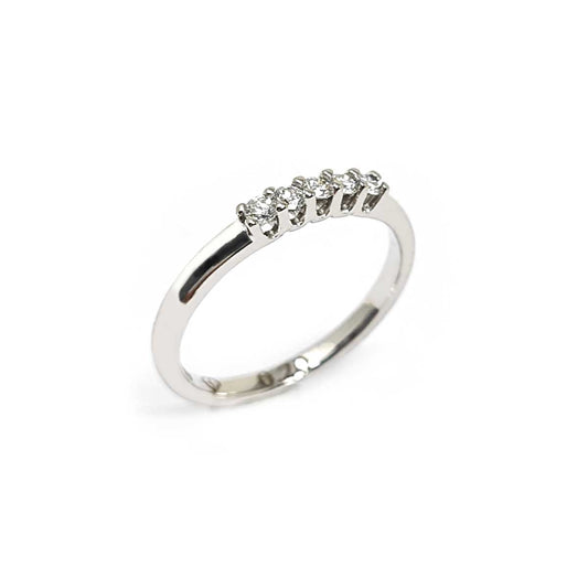 Anello Veretta 5 Pietre con Diamanti  CT 0.20
