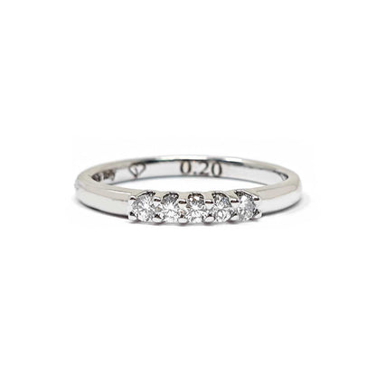 Anello Veretta 5 Pietre con Diamanti  CT 0.20