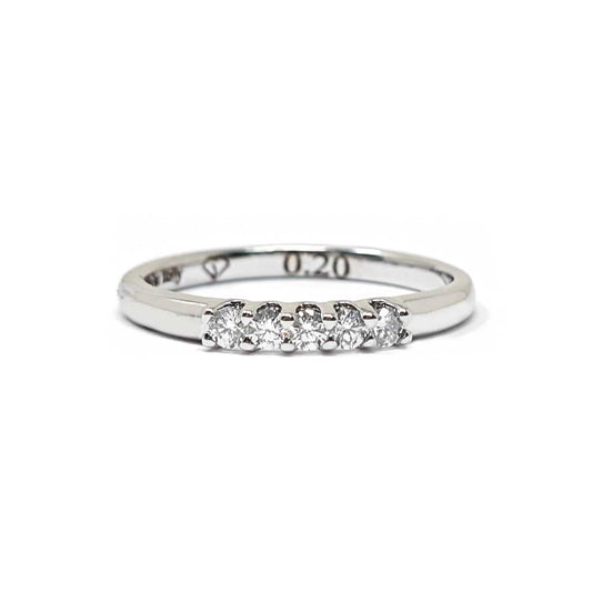 Anello Veretta 5 Pietre con Diamanti  CT 0.20