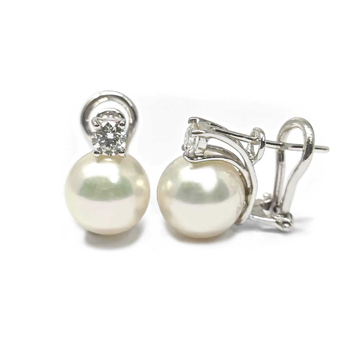 Orecchini con Perla 10/10.5 e Diamanti CT 0.42