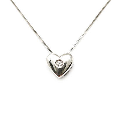 Pendente Cuore in Oro Bianco con Diamante CT 0.02