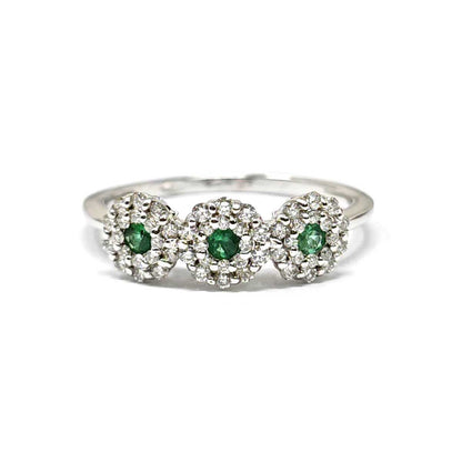 Anello Trilogy con Smeraldo CT 0.15 e Diamanti CT 0.33