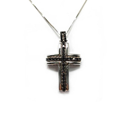 Pendente Croce con Diamanti Neri CT 0.48
