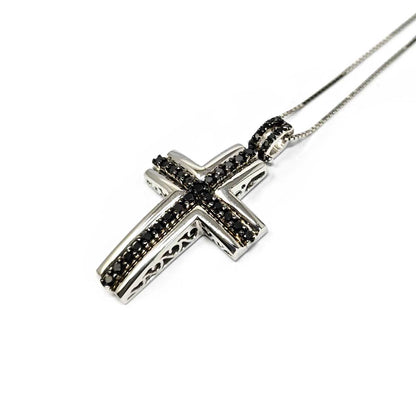 Pendente Croce con Diamanti Neri CT 0.48