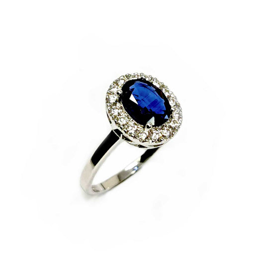Anello con Zaffiro CT 1.09 Certificato GIA e Diamanti CT 0.42