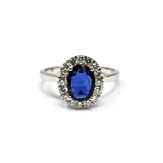 Anello con Zaffiro CT 1.09 Certificato GIA e Diamanti CT 0.42